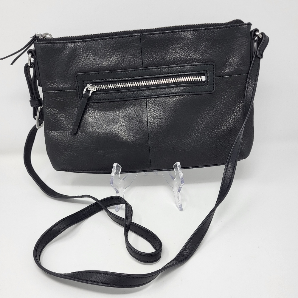 Margot Black Genuine Leather Slim Crossbody Bag with Adjustable Strap